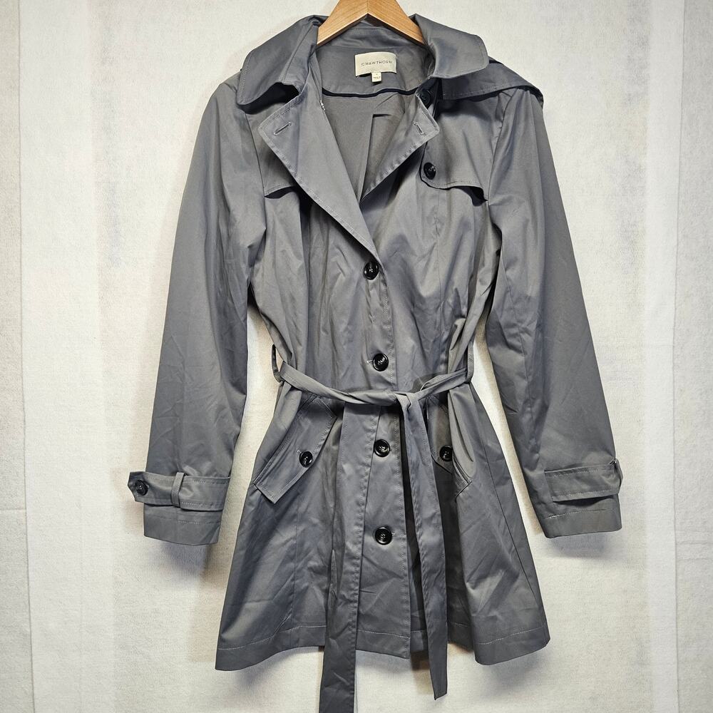 41 Hawthorn Gray Hooded Belted Trench Coat Rain Jacket Women’s Size M